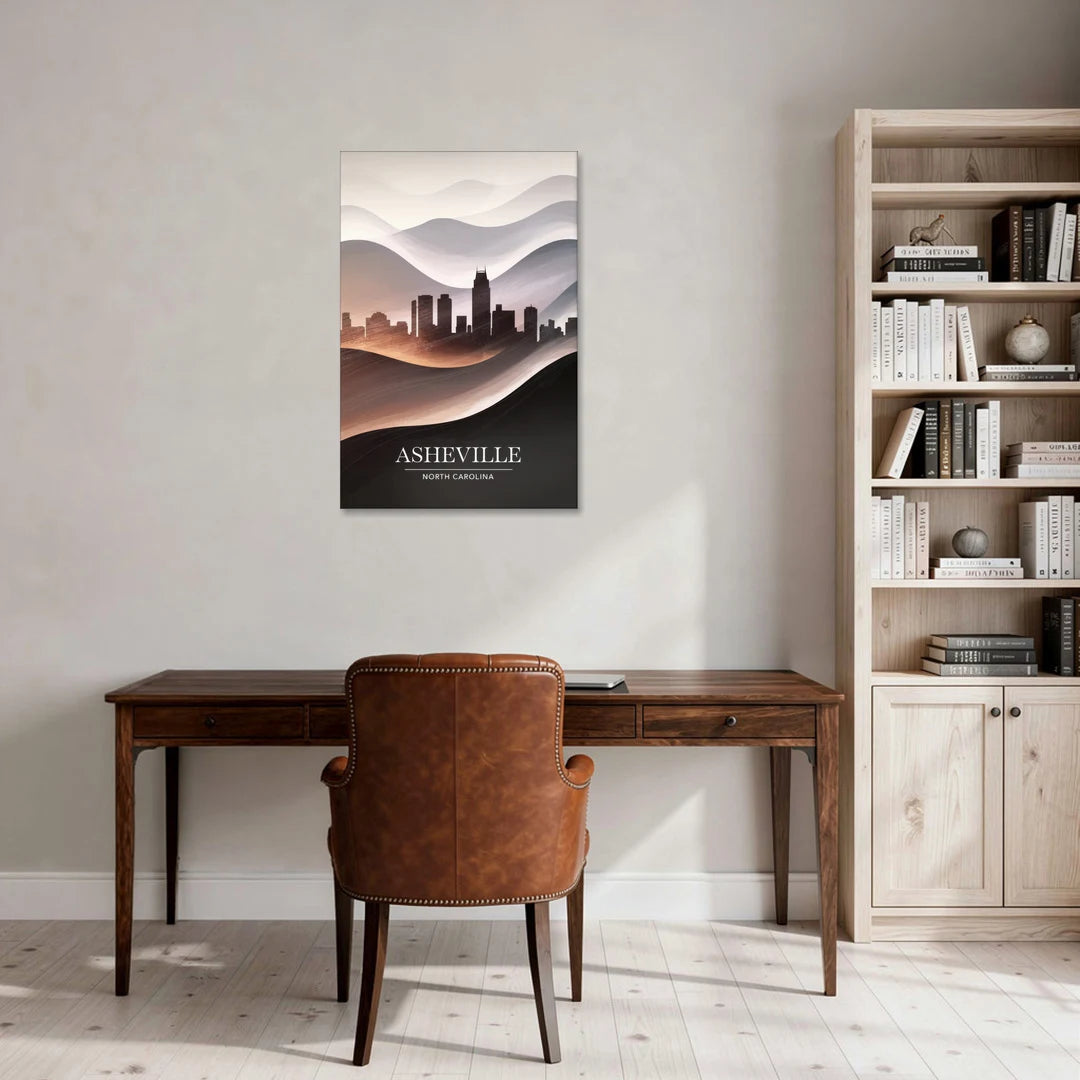 Asheville Skyline and Mountains - Canvas Wall Art - Office - 24x36