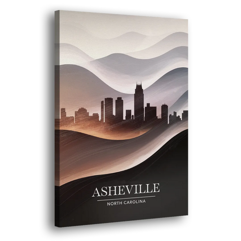 Asheville Skyline and Mountains - Canvas Wall Art