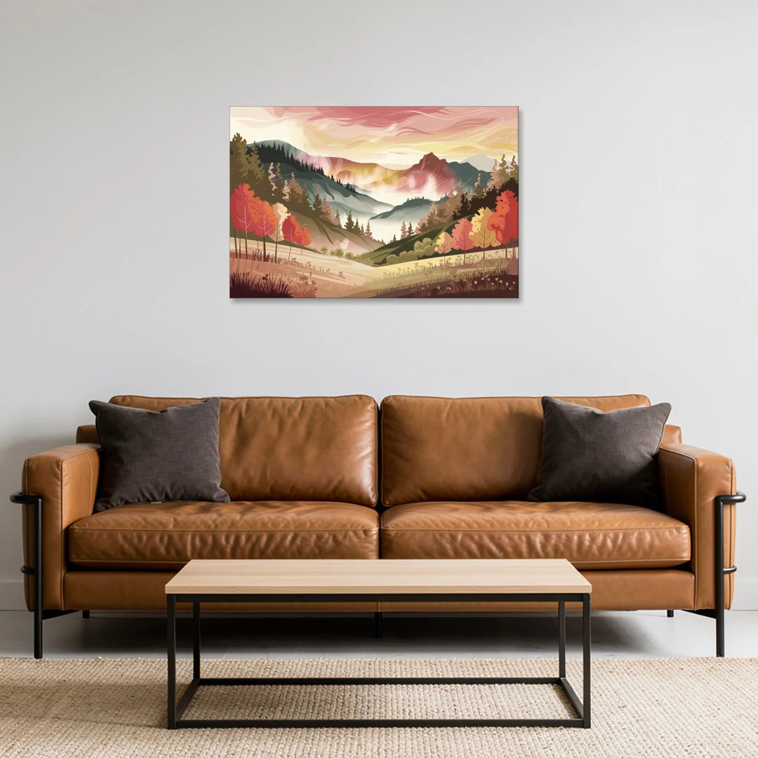 Asheville Smoky Mountain Sunrise - Canvas Wall Art - Sofa - 36x24