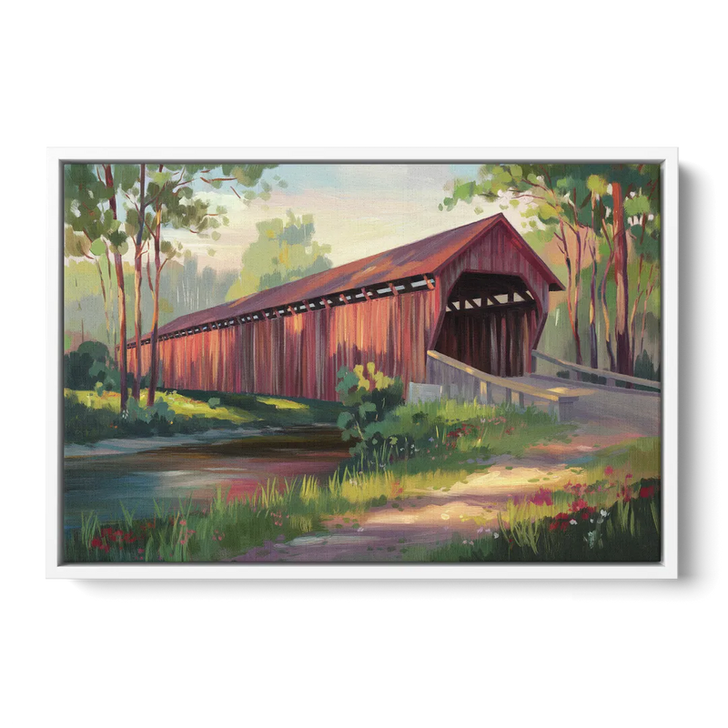 Ashland Covered Bridge Front - White Canvas Wall Art