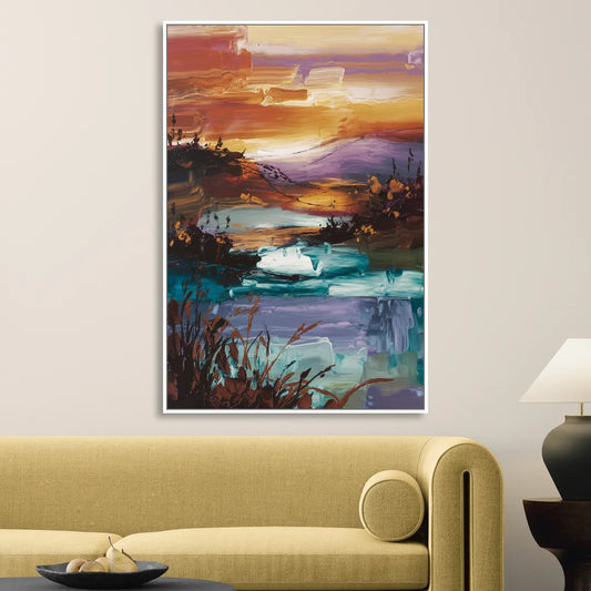 Ashland Evening Glow Living Room - White Canvas Wall Art