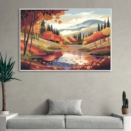 Ashland Fall Foliage Living Room - White Canvas Wall Art