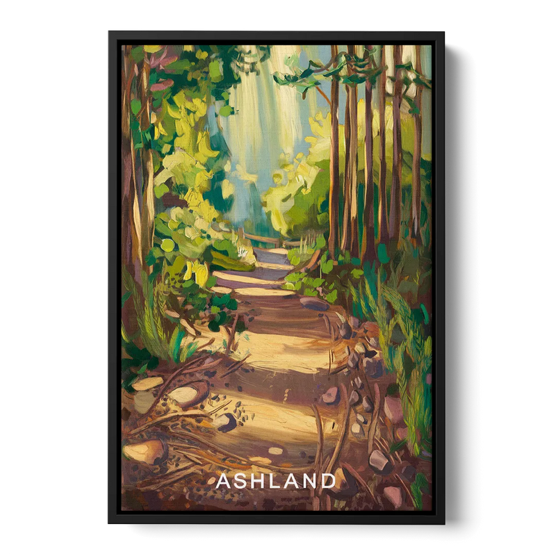Ashland Hiking Paths Front - Black Canvas Wall Art