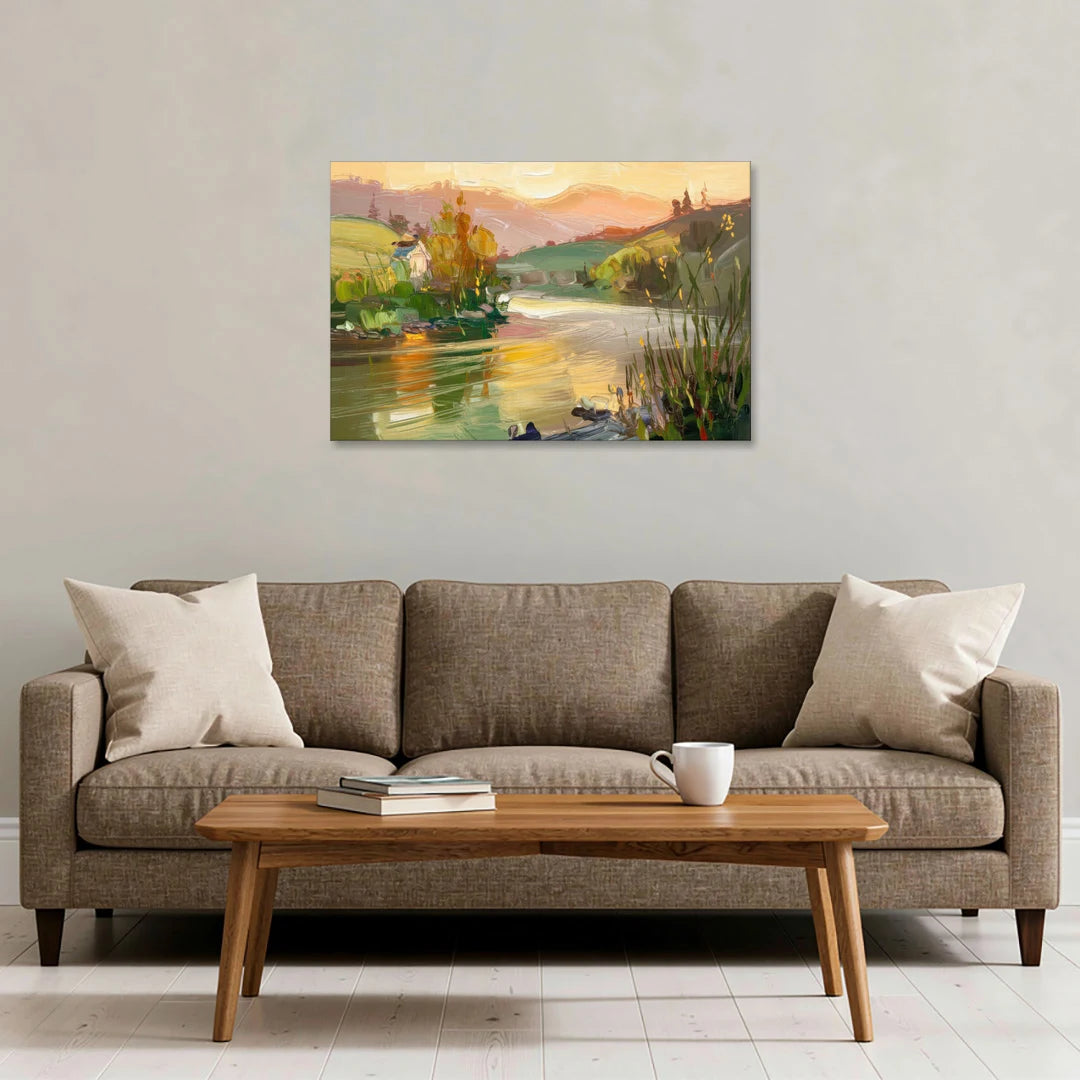 Ashland Riverfront Scene - Canvas Wall Art - Sofa - 36x24