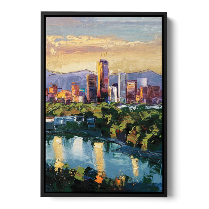 Ashland Skyline at Sunset Front - Black Canvas Wall Art