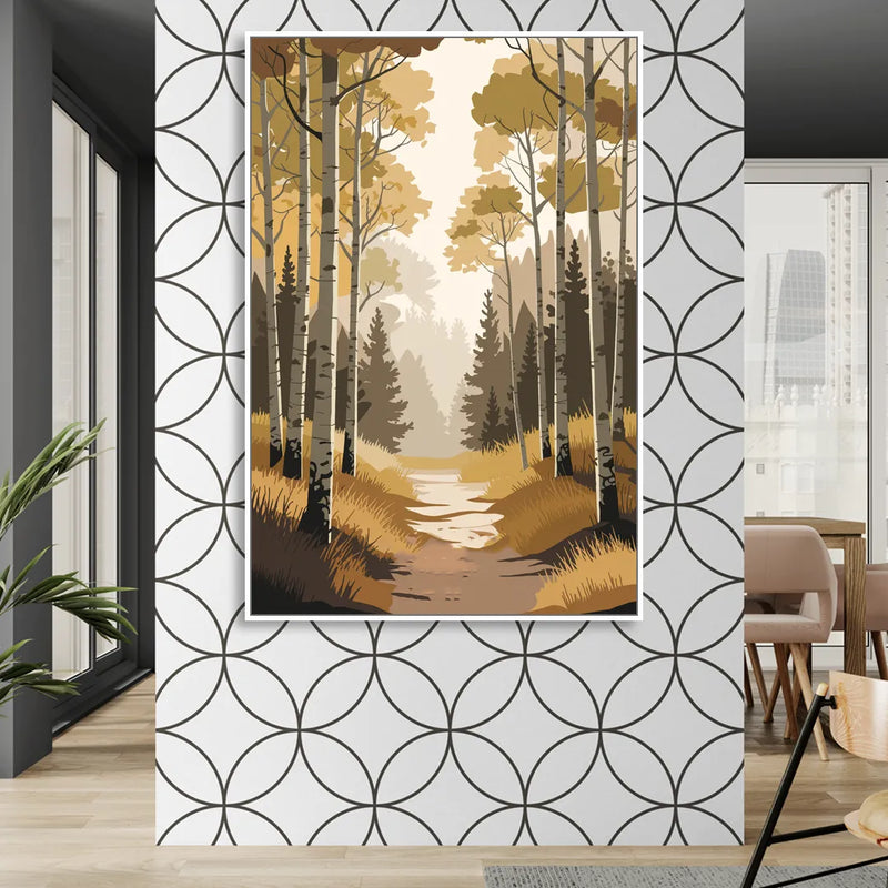 Aspen Dreamy Forest Sitting Room - White Canvas Wall Art