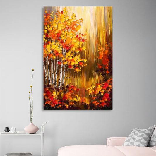 Aspen Forest in Autumn Living Room - Canvas Wall Art