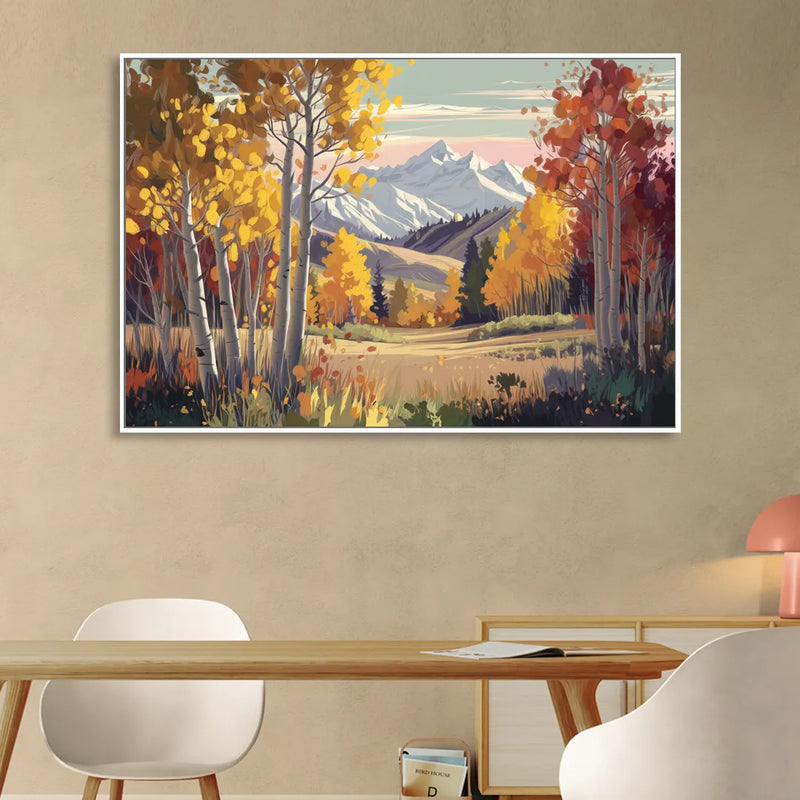 Aspen Majestic Landscape Living Room - White Canvas Wall Art