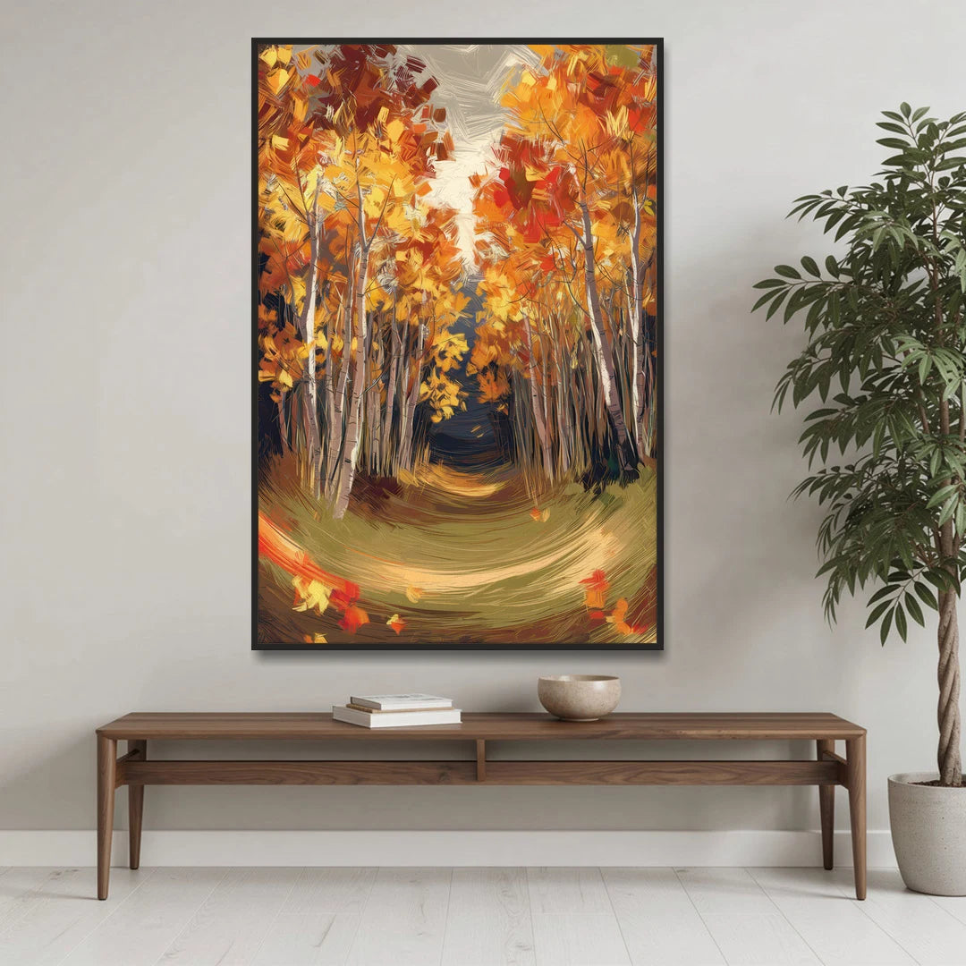 Aspen Quaking Leaves - Black Framed Canvas Wall Art - Coffee Table - 40x60