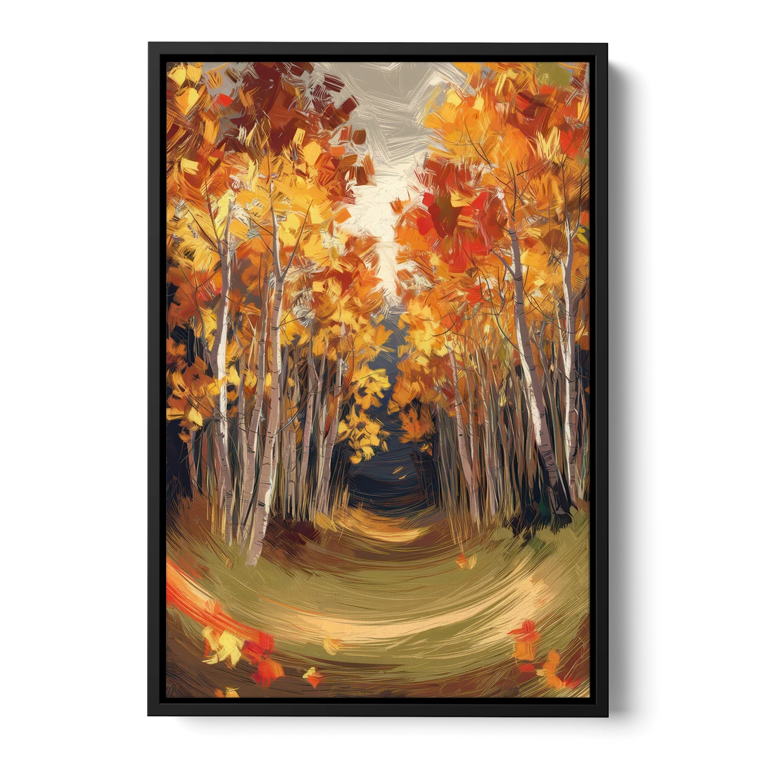 Aspen Quaking Leaves - Black Framed Canvas Wall Art - Front