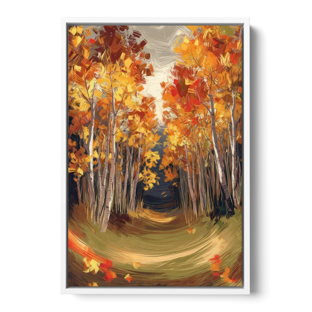 Aspen Quaking Leaves - White Framed Canvas Wall Art - Front