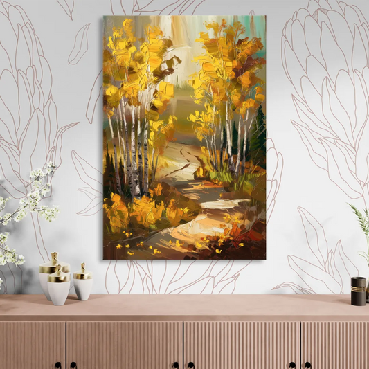 Aspen Trail Through the Trees Living Room - Canvas Wall Art