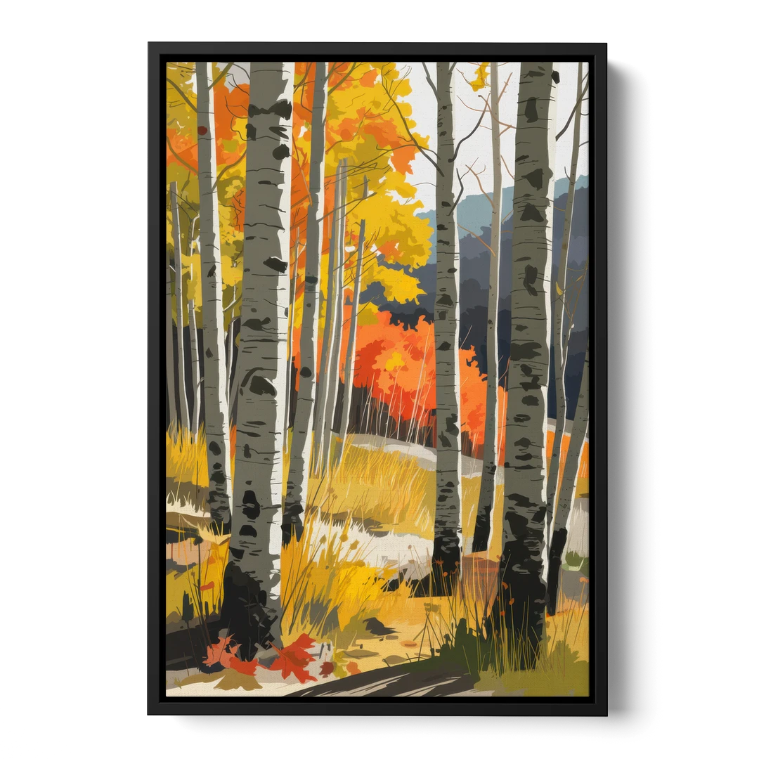 Aspen Vibrant Fall Colors - Black Framed Canvas Wall Art - Front