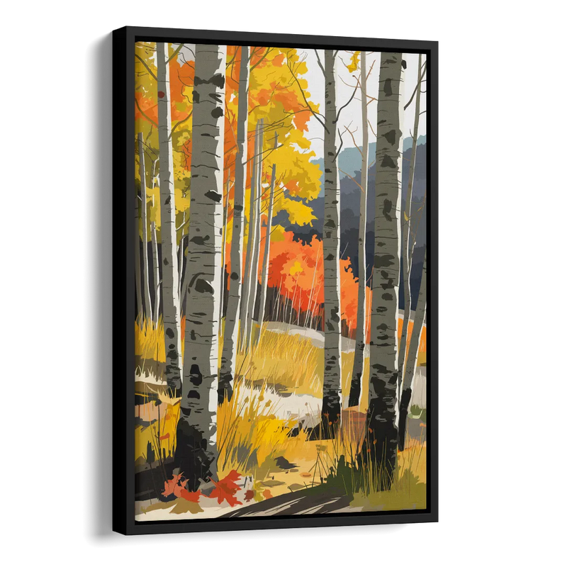 Aspen Vibrant Fall Colors Side - Black Canvas Wall Art
