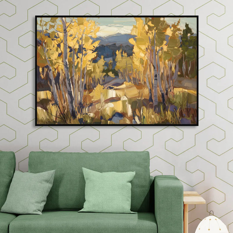 Aspen Wilderness Beauty Living Room - Black Canvas Wall Art