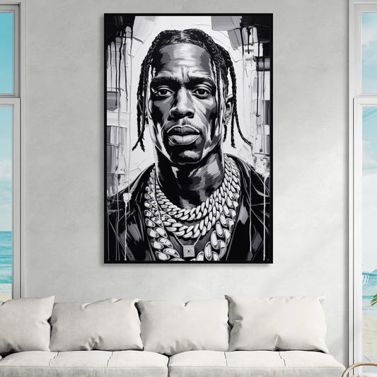 Astro Vision Living Room - Black Canvas Wall Art