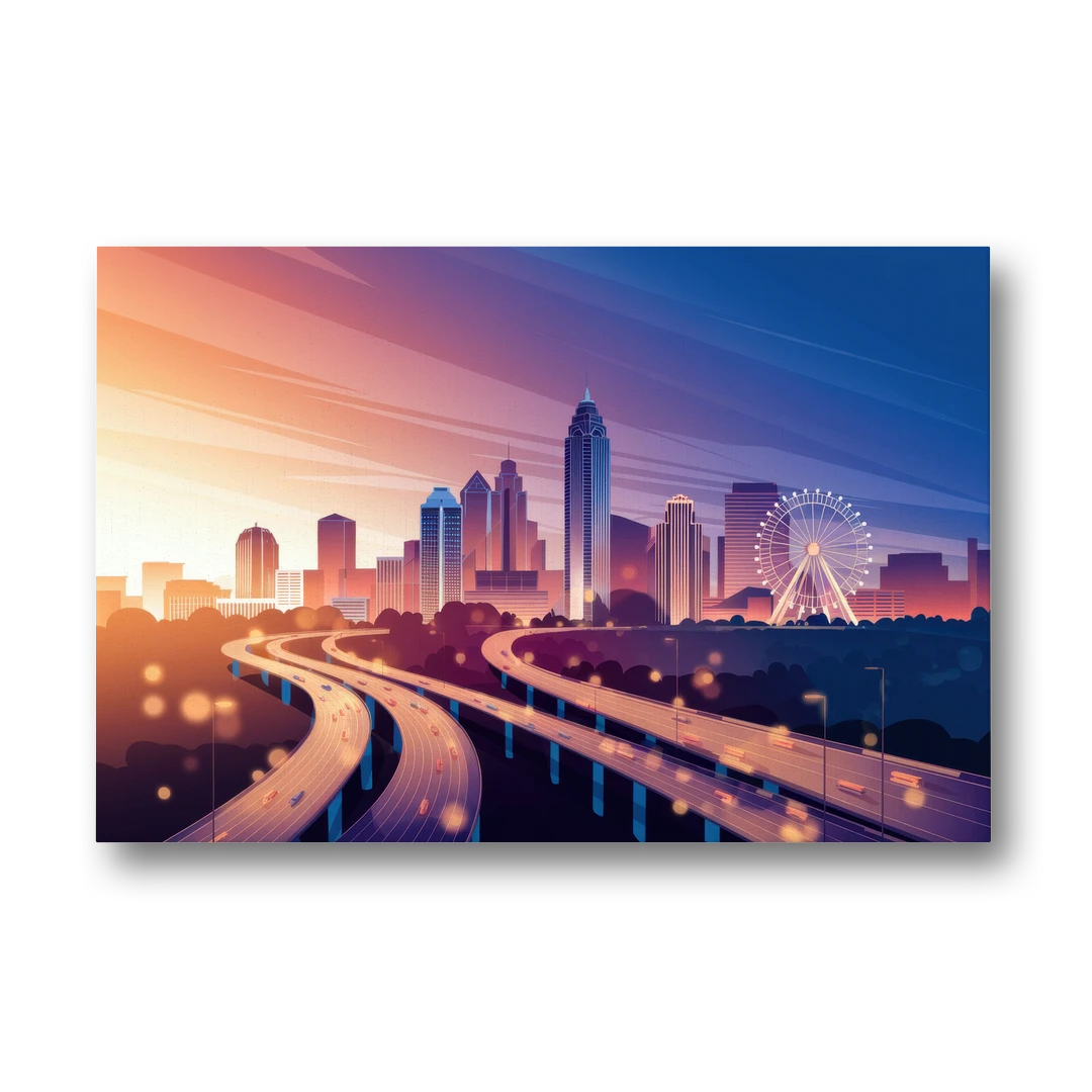 Atlanta Aerial City View - Canvas Wall Art - Front