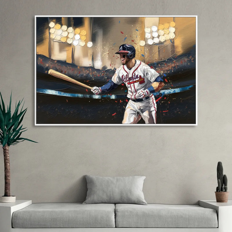 Atlanta Braves World Series Celebration Living Room - White Canvas Wall Art