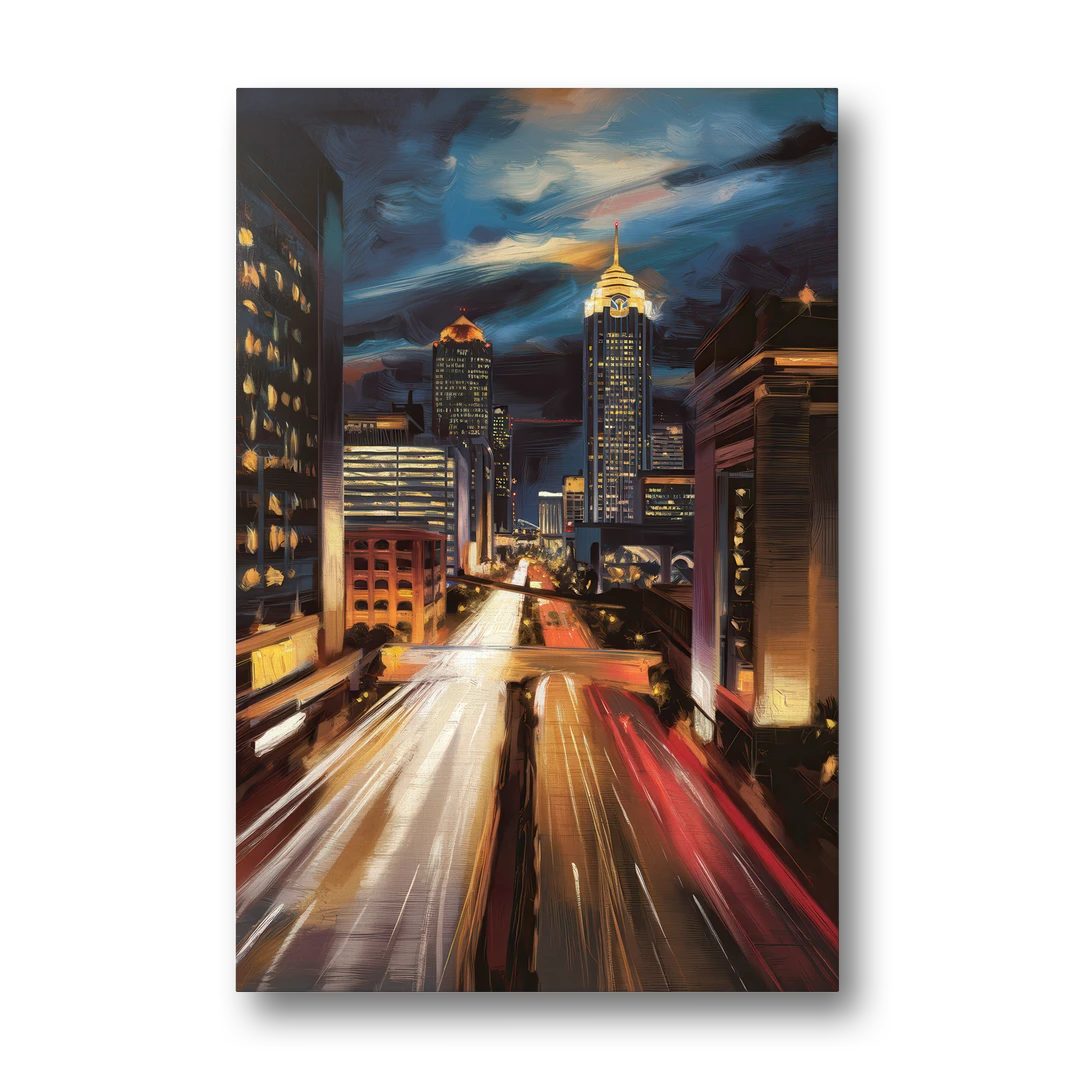 Atlanta Cityscape at Night - Canvas Wall Art - Front
