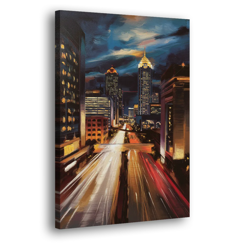 Atlanta Cityscape at Night - Canvas Wall Art