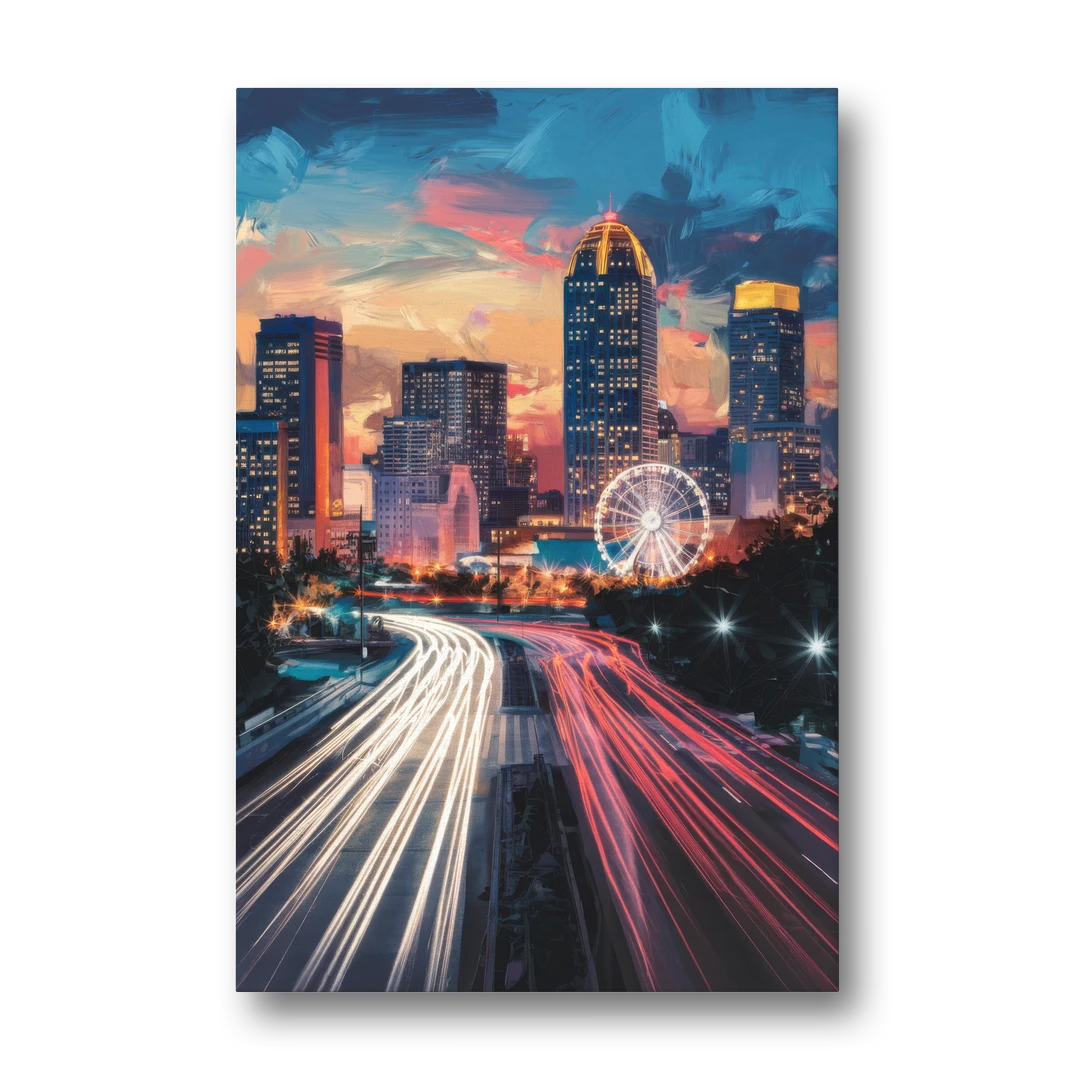 Atlanta Downtown Landmarks - Canvas Wall Art - Front