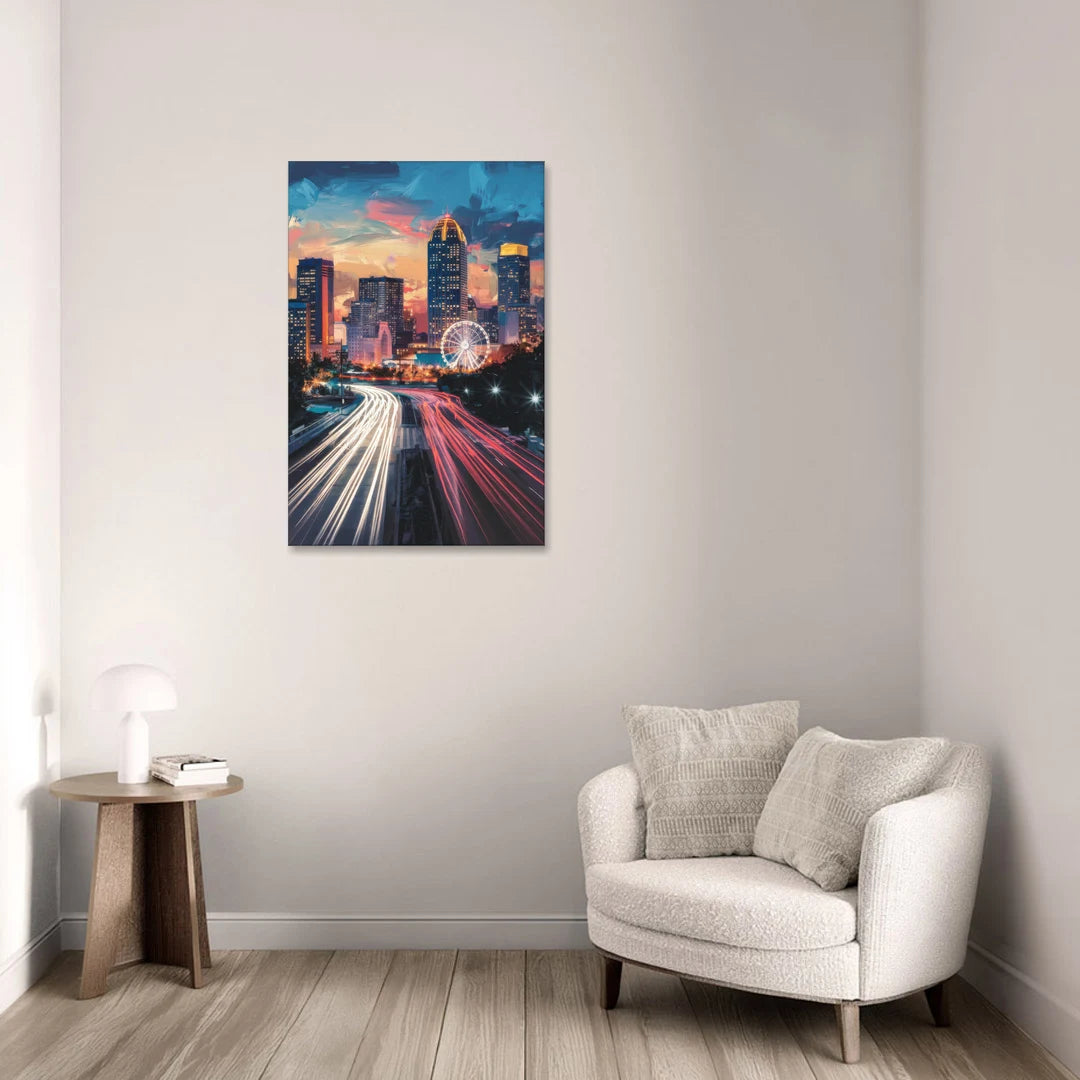 Atlanta Downtown Landmarks - Canvas Wall Art - Sofa - 24x36
