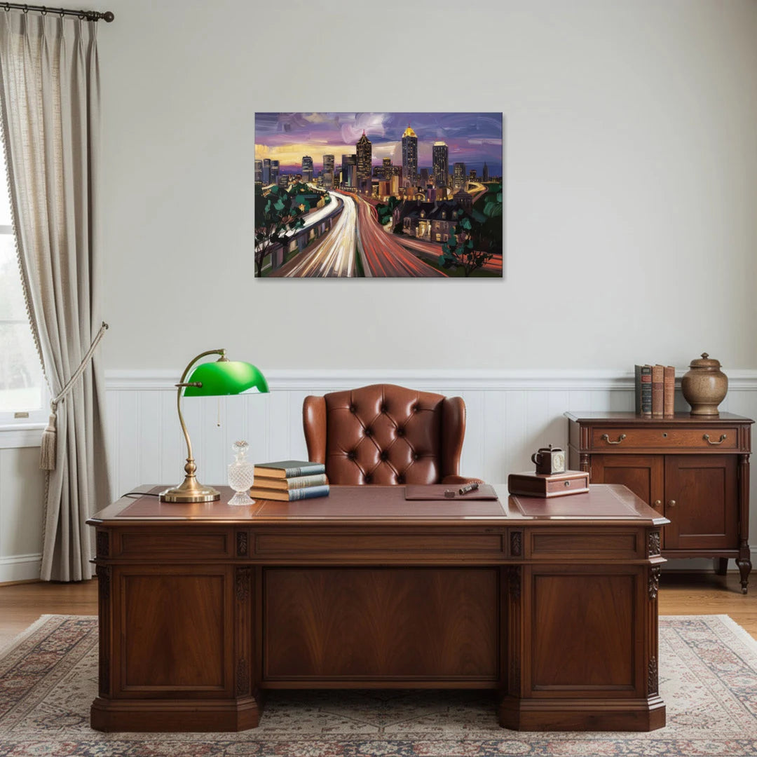 Atlanta Historic Neighborhoods - Canvas Wall Art - Office - 36x24