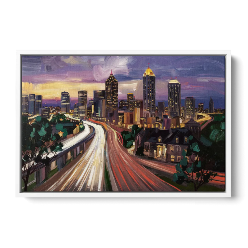 Atlanta Historic Neighborhoods Front - White Canvas Wall Art