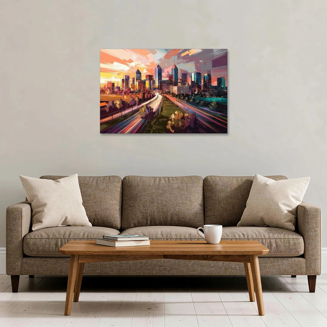 Atlanta Midtown Skyline - Canvas Wall Art - Sofa - 36x24