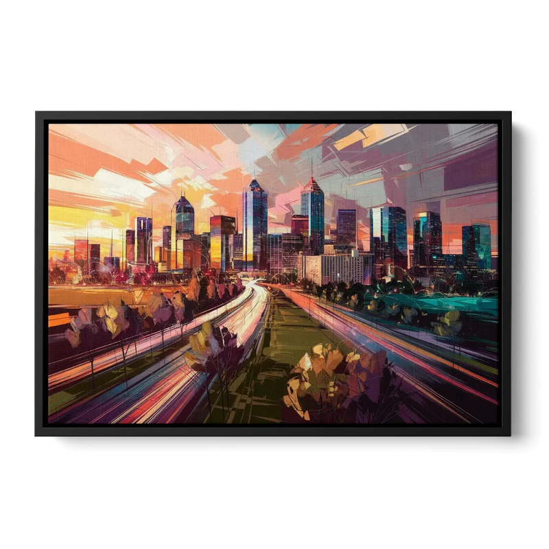 Atlanta Midtown Skyline Front - Black Canvas Wall Art