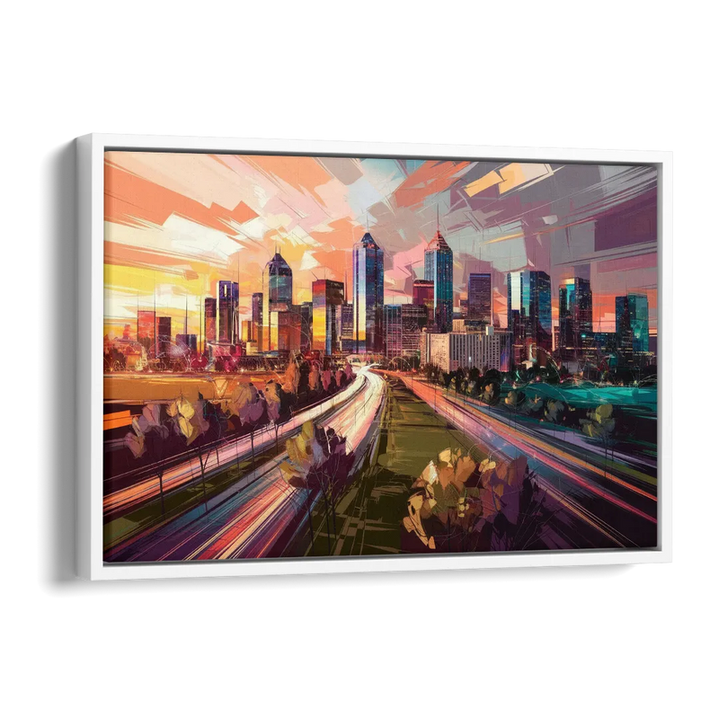 Atlanta Midtown Skyline Side - White Canvas Wall Art
