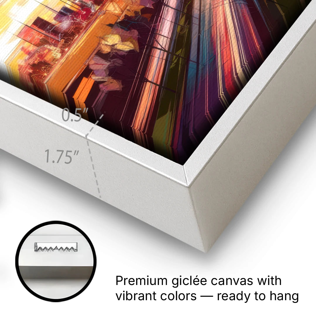Atlanta Midtown Skyline - White Framed Canvas Wall Art - Gallery Wrap Corner