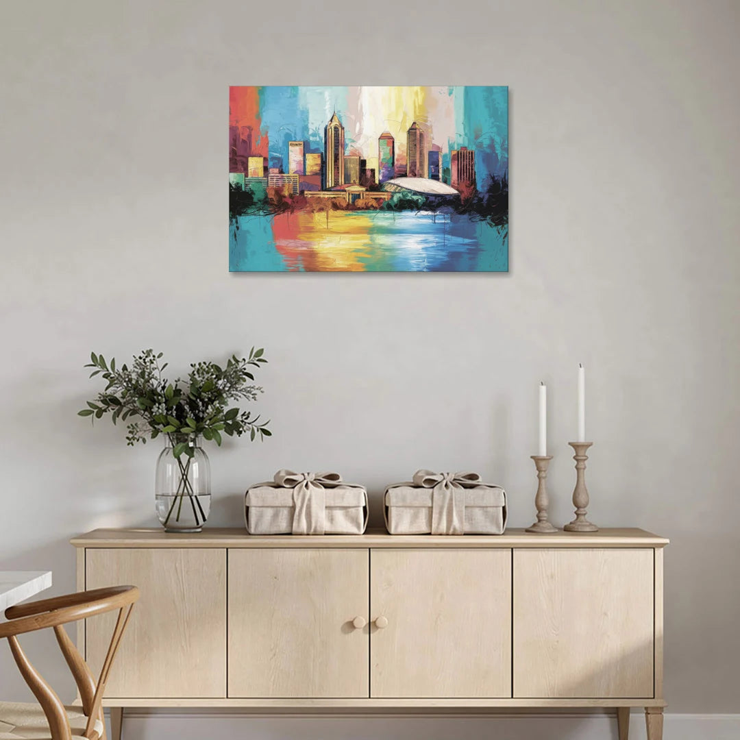 Atlanta Skyline Panoramic View - Canvas Wall Art - Coffee Table - 36x24