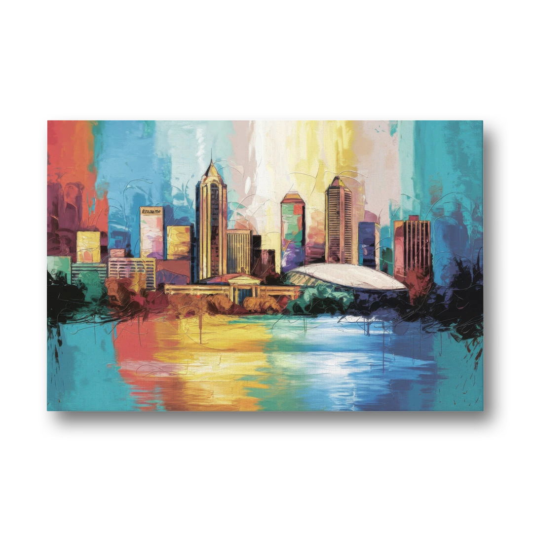 Atlanta Skyline Panoramic View - Canvas Wall Art - Front