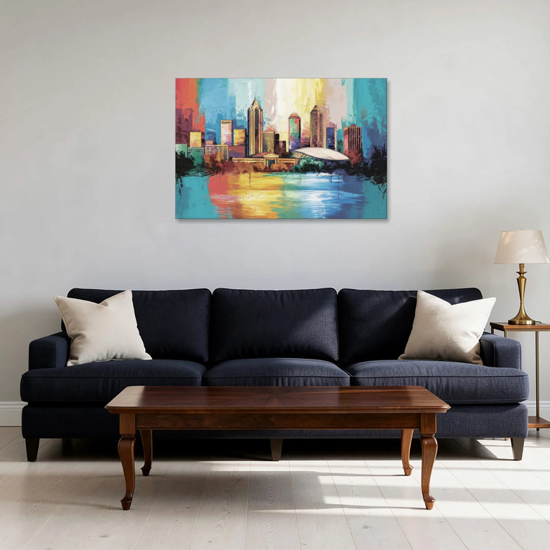 Atlanta Skyline Panoramic View - Canvas Wall Art - Sofa - 36x24