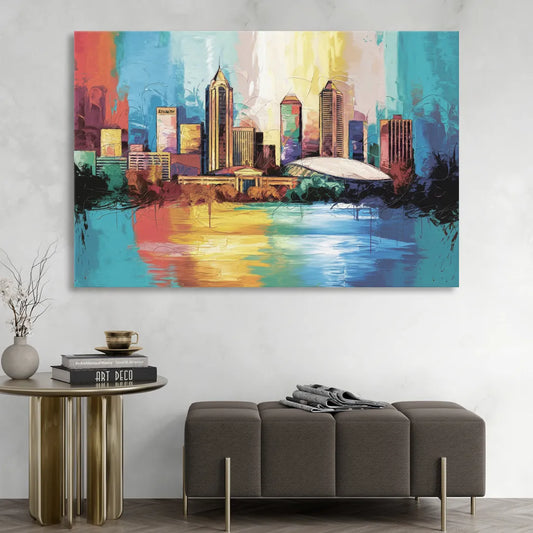 Atlanta Skyline Panoramic View Living Room - Canvas Wall Art
