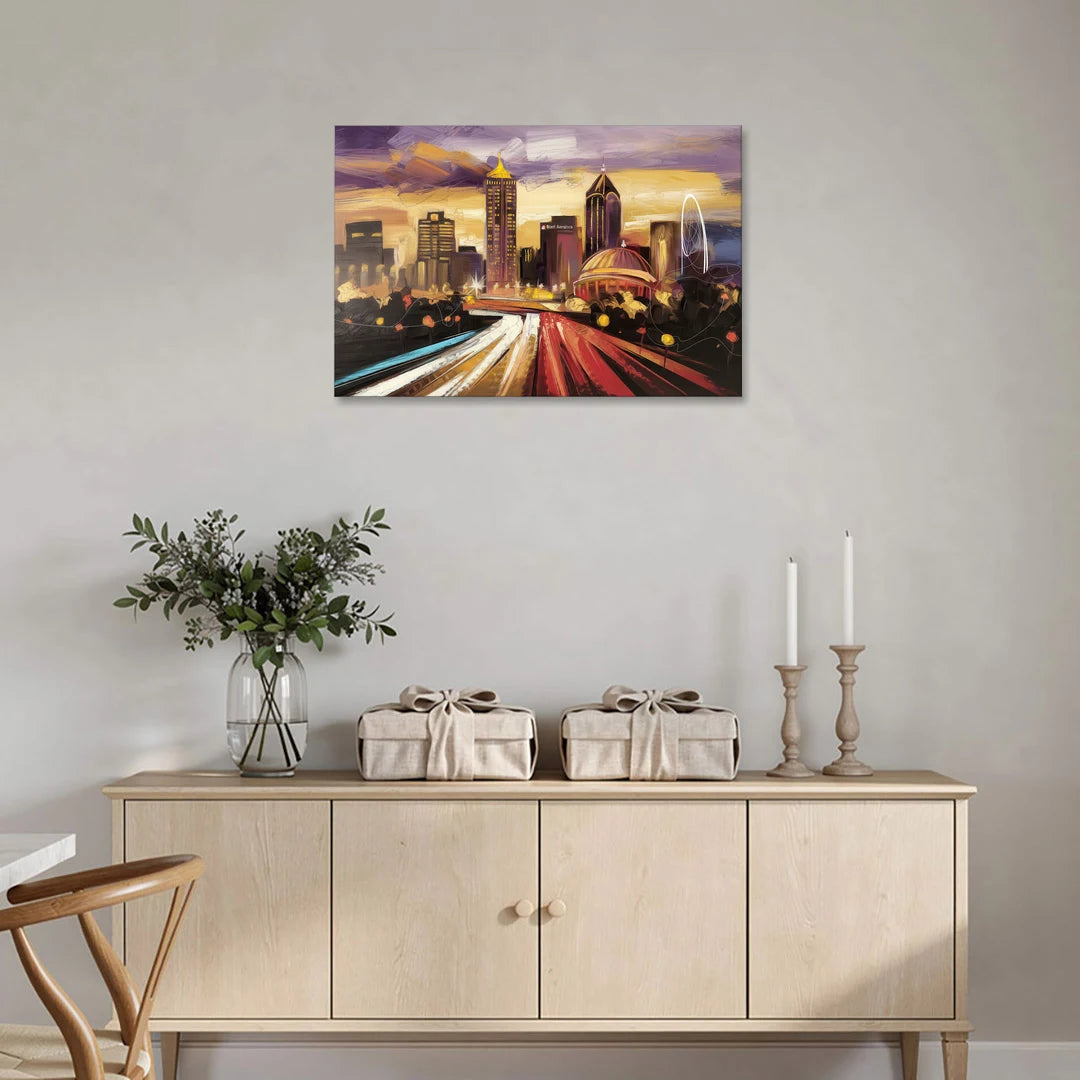 Atlanta Skyline With Georgia Dome - Canvas Wall Art - Coffee Table - 36x24