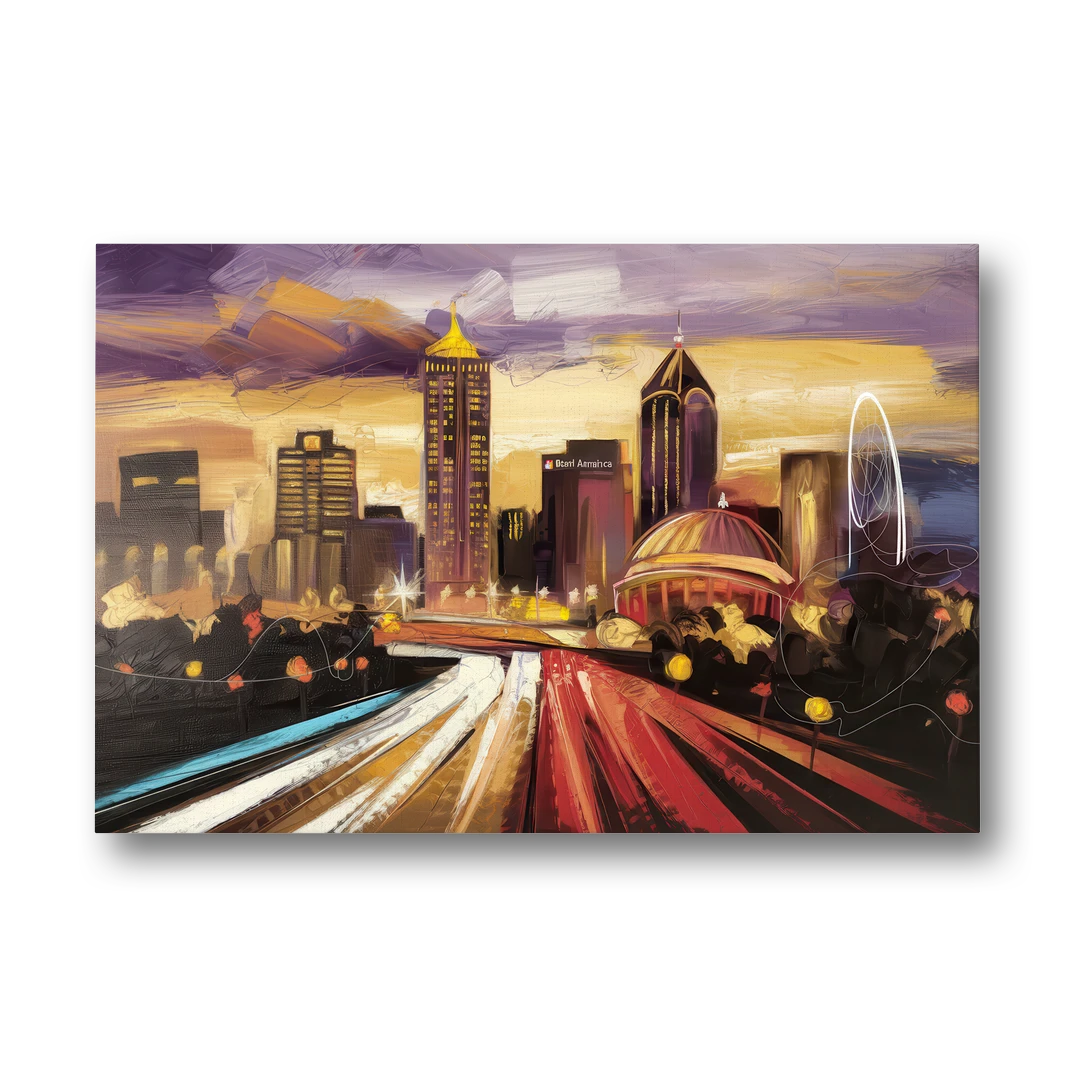 Atlanta Skyline With Georgia Dome - Canvas Wall Art - Front