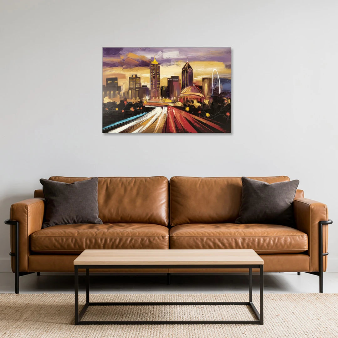 Atlanta Skyline With Georgia Dome - Canvas Wall Art - Sofa - 36x24