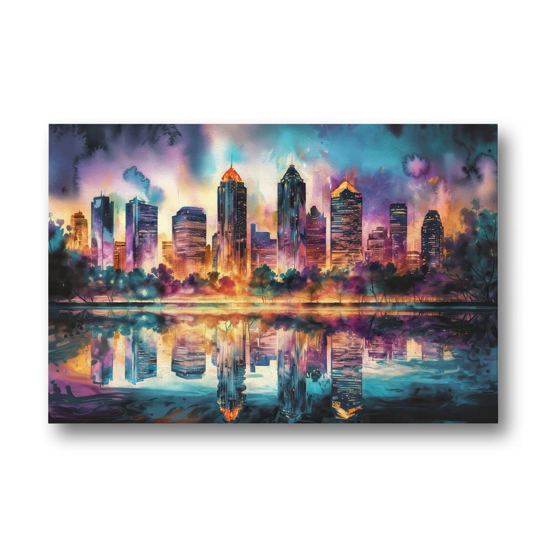 Atlanta Skyline With Reflection - Canvas Wall Art - Front