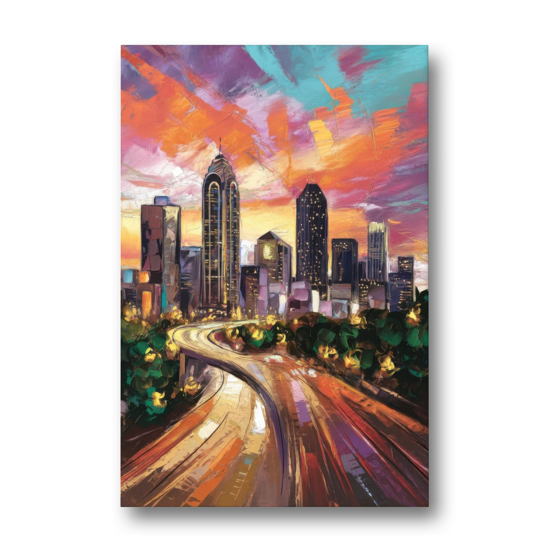 Atlanta Skyline at Sunset - Canvas Wall Art - Front