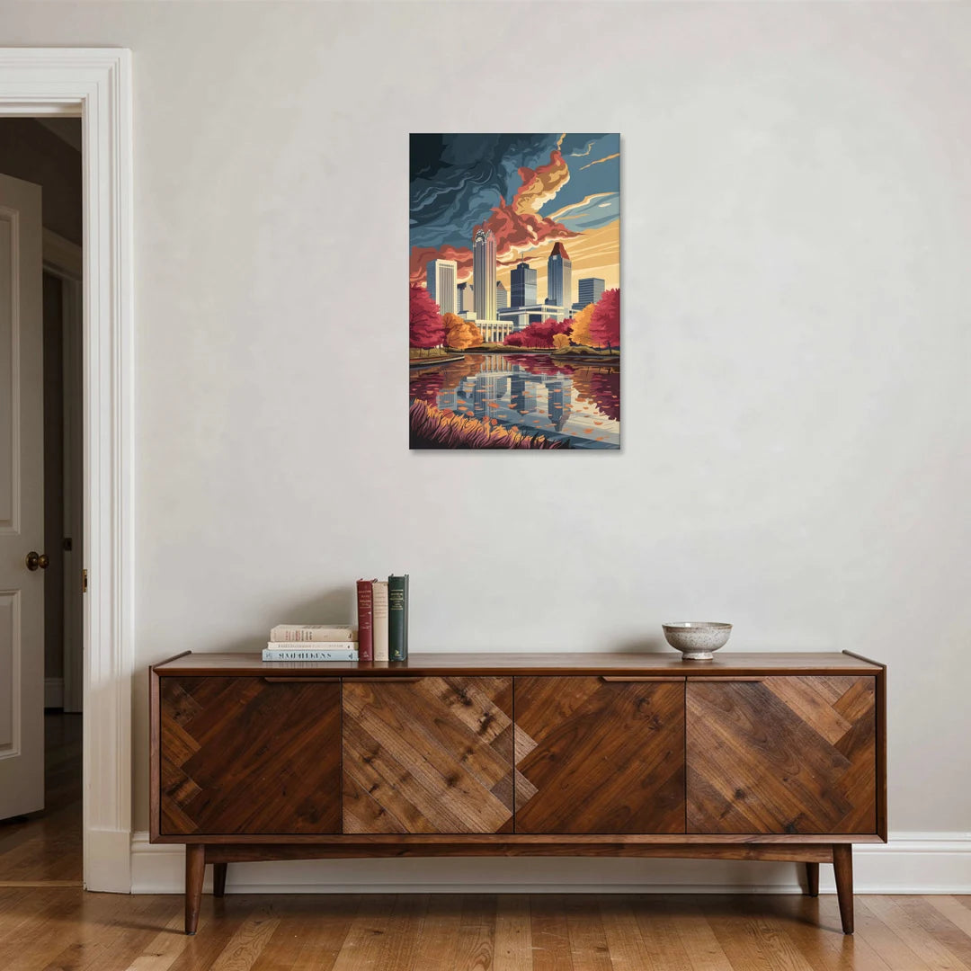 Atlanta Skyline in Autumn - Canvas Wall Art - Coffee Table - 24x36