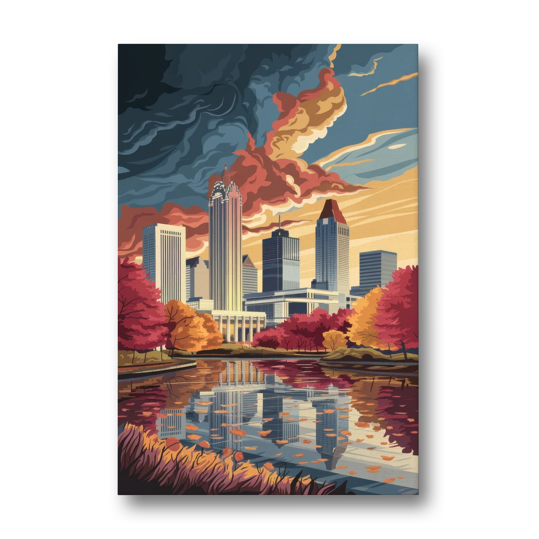 Atlanta Skyline in Autumn - Canvas Wall Art - Front