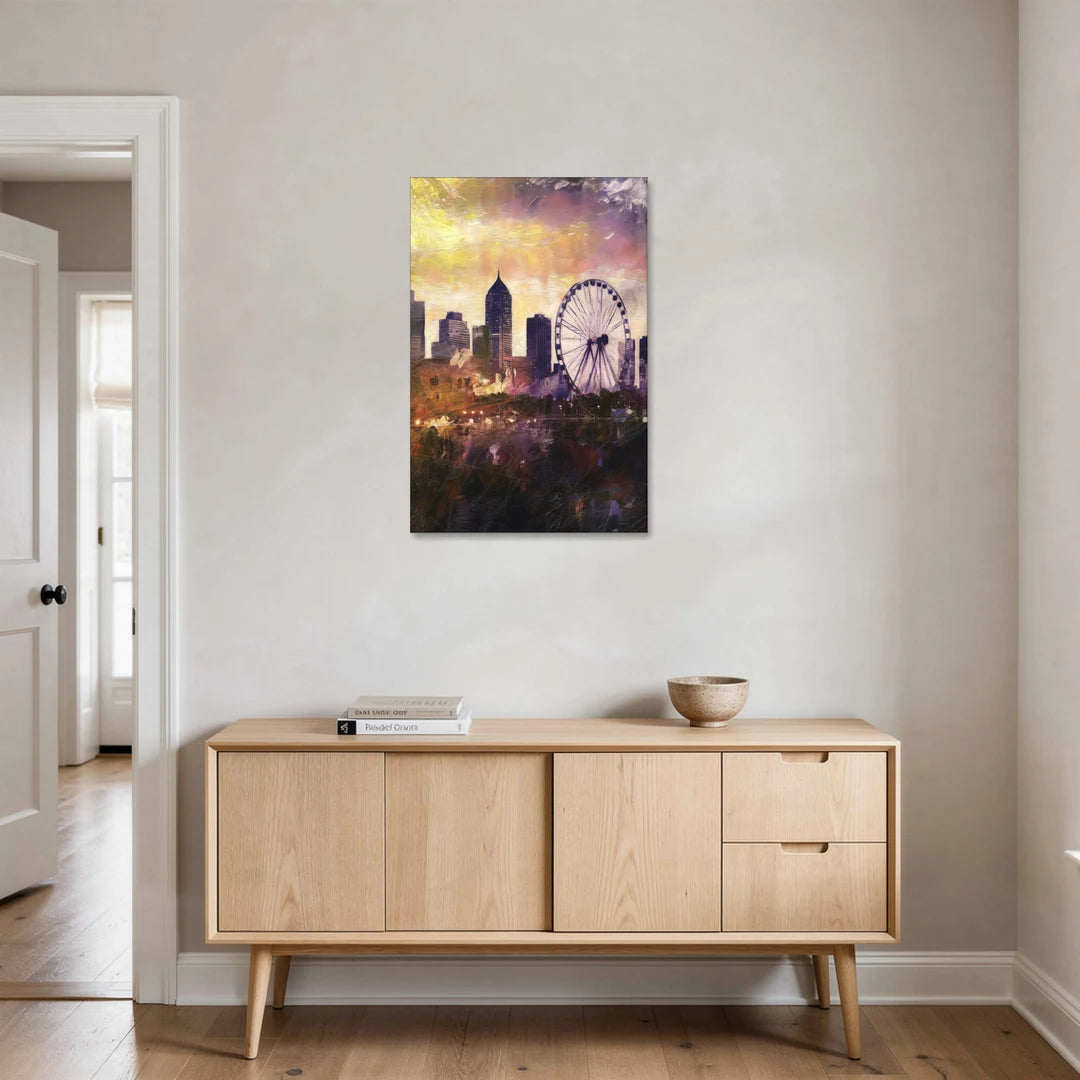 Atlanta Skyline with Ferris Wheel - Canvas Wall Art - Coffee Table - 24x36