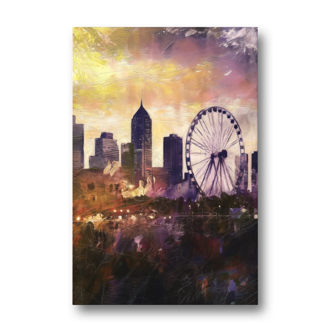 Atlanta Skyline with Ferris Wheel - Canvas Wall Art - Front