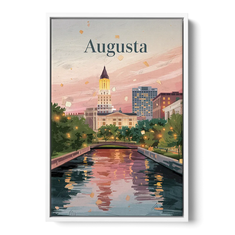 Augusta Historic Downtown Charm Front - White Canvas Wall Art