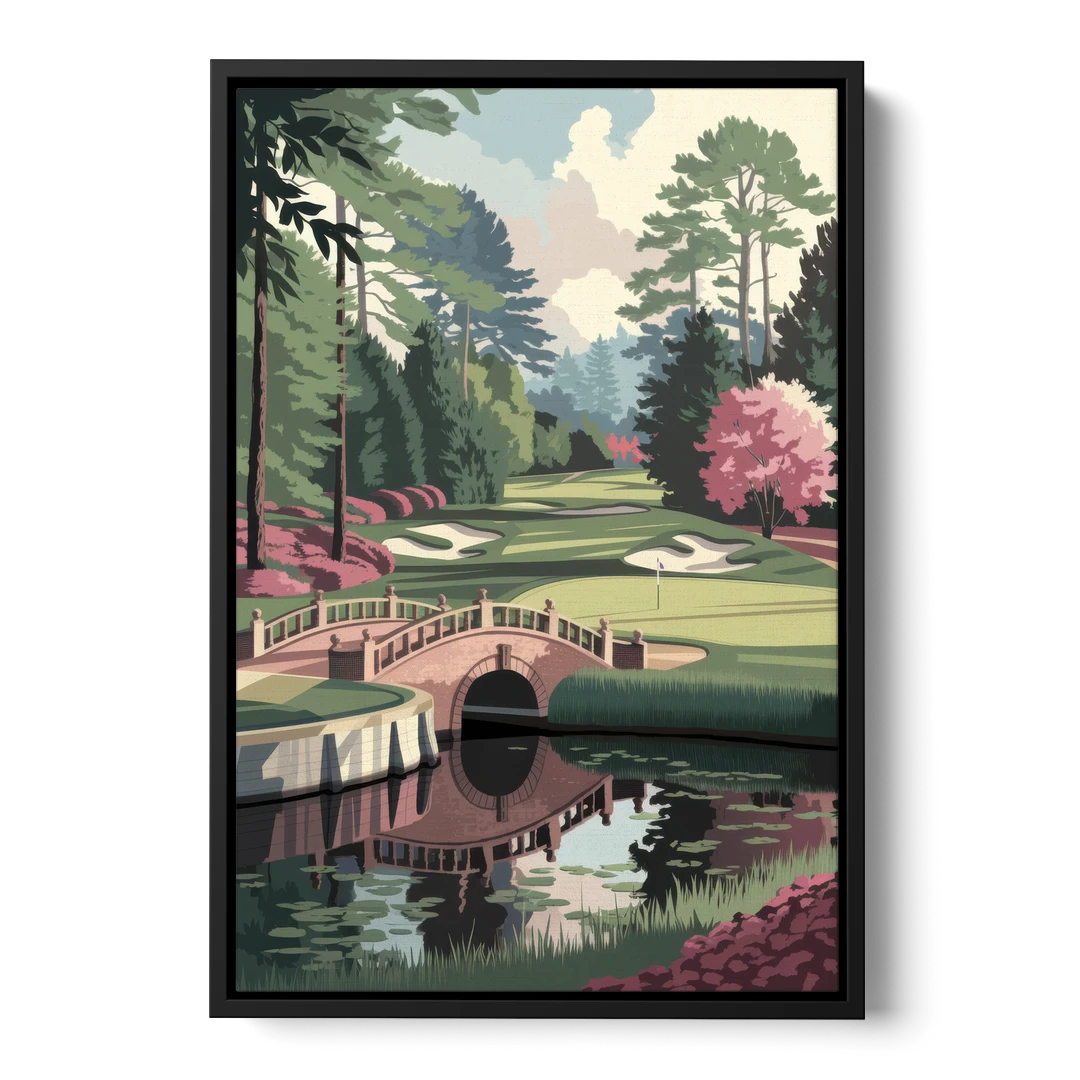 Augusta Scenic Golf Course - Black Framed Canvas Wall Art - Front