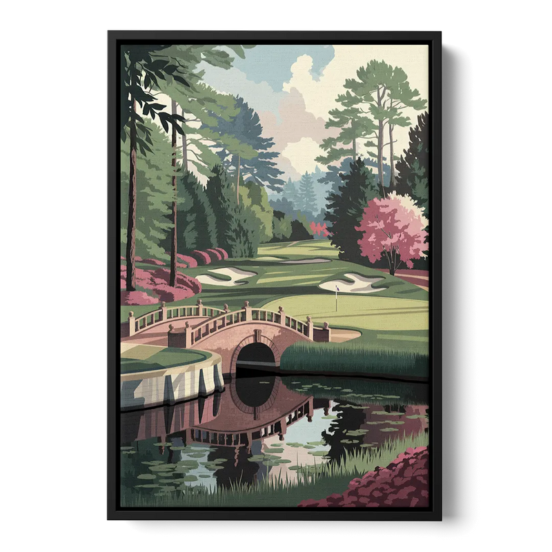 Augusta Scenic Golf Course Front - Black Canvas Wall Art