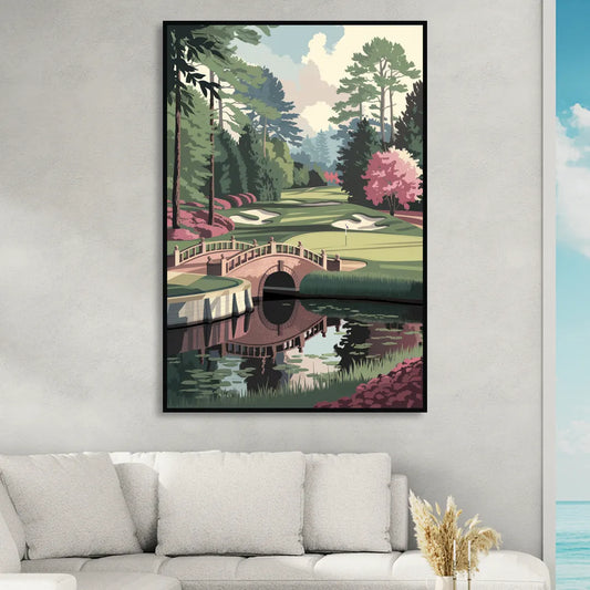 Augusta Scenic Golf Course Living Room - Black Canvas Wall Art