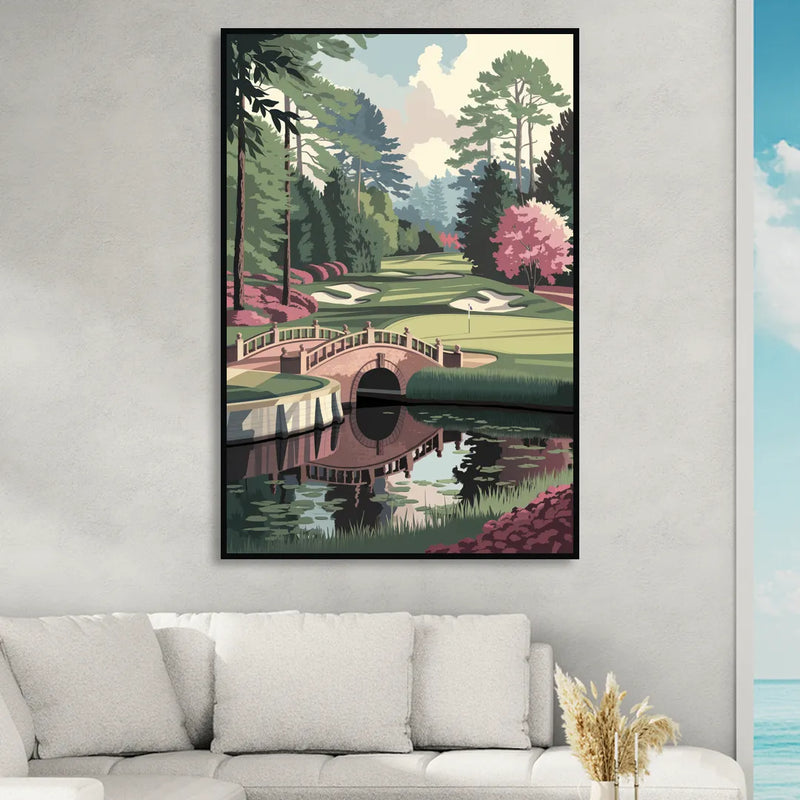 Augusta Scenic Golf Course Living Room - Black Canvas Wall Art